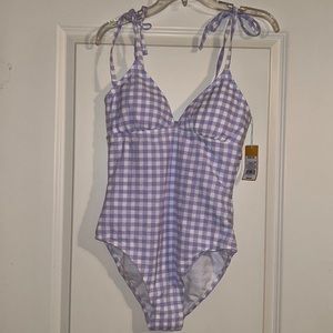NWT Women’s lilac colored plaid swimsuit